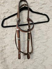 Western Horse Browband Headstall /Bridle w Silver Conchos  Light Oil  Full