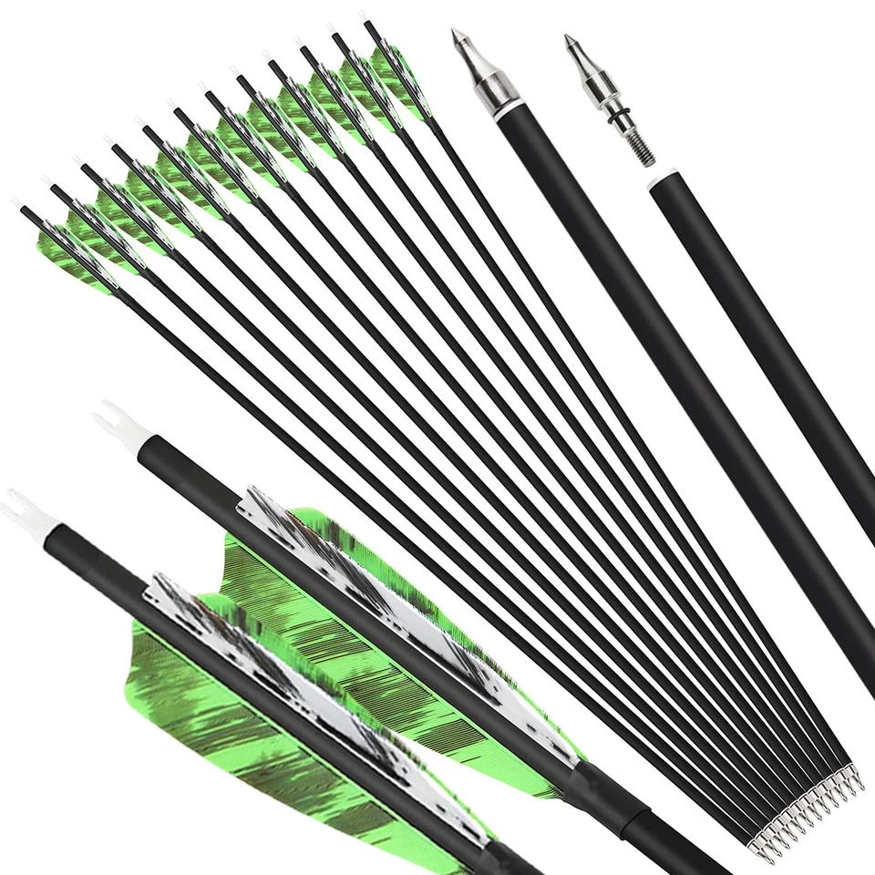 28" 30" 31" Carbon Arrows 4" Feather SP500 Archery Hunting Recurve Compound Bow  - Image 4 of 4