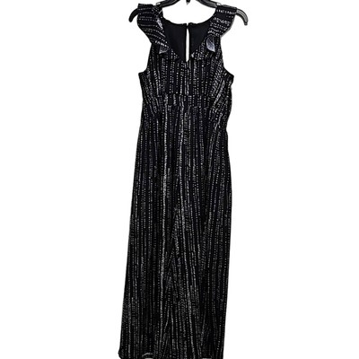 PinkBlush Black with White Polka Dot Striped Jumpsuit Wide Leg Womans Size L