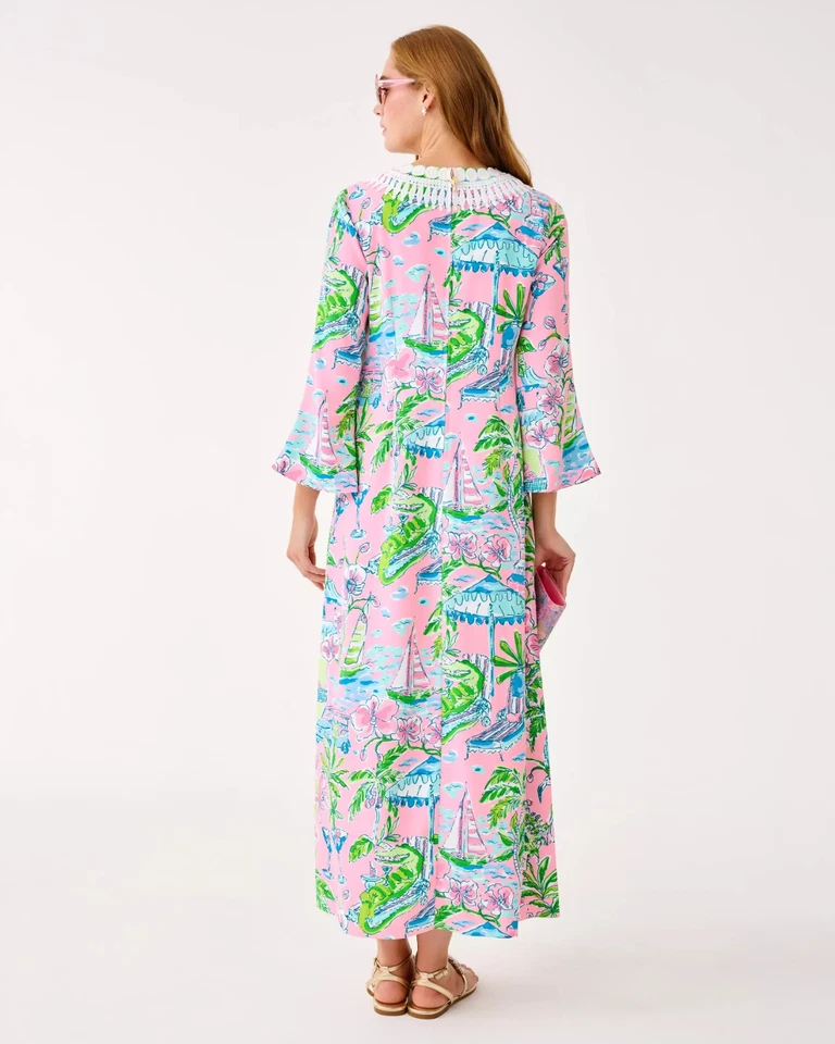 NWT Lilly Pulitzer Ocleppo V-Neck Maxi Caftan Conch Shell Pink Full Size ! - Image 3 of 4