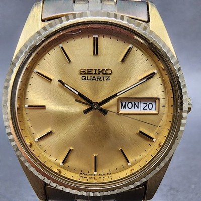 Rolex Seiko Citizen Orient G-SHOCK腕時計 Seiko President Watch Men 36mm Gold Dial Gold Tone Daydate 7n43