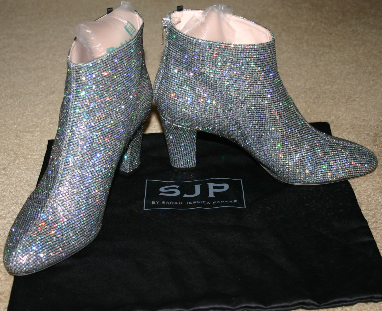 SJP BY SARAH JESSICA PARKER Minnie 75 Glittered Mesh ANKLE BOOTS US  9-9.5 / 40