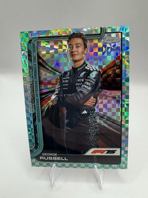 Topps Chrome F1 2025 George Russell Aqua Checker Flag #7 Mercedes 