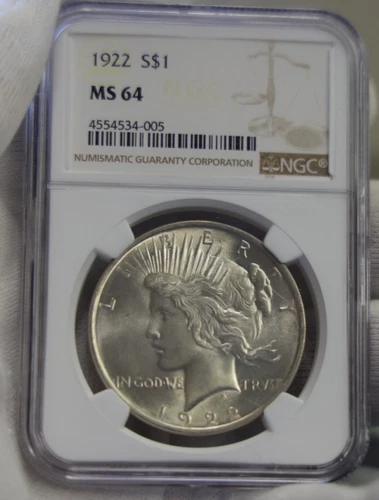 1922 US Peace Silver Dollar $1 NGC MS64