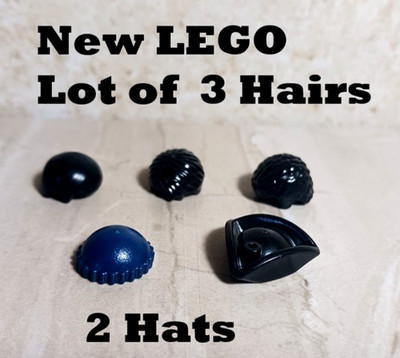 New LEGO Black Hair Lot of 5 Wig afro Short Vintage Hat Cap Stocking Hat Combed