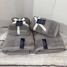 Brooks Brothers 8 PC TOWEL SET Premium Turkish Bath Washcloth 800 Gr Gray