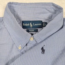 Vintage Ralph Lauren Shirt Mens Large Blue Gingham Blake LS Button Down Pony