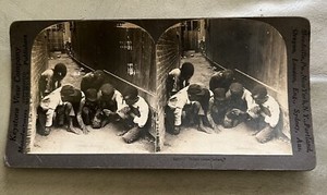 Stereoview Stereoscope Card Photograph Black Americana Boys playing craps