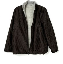 REAL Fendi Wool Zucca Reversible Coat Brown Beige Sz US 10 /EU42 GENTLE WEAR