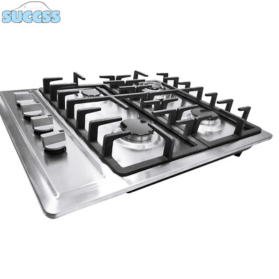 4 Burners Stove Top Built-In Gas Propane NG 23'' Cooktop Cooking Stainless Steel