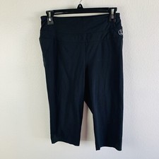 Lands End Black Cropped Mesh Bottom Leggings S