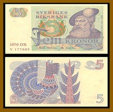 Sweden 5 Kronor, 1976 P-51c Serie DX King Gustav Vasa Rooster XF