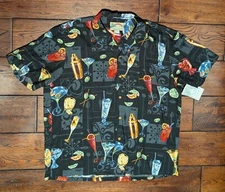 VTG Paradise Found Men's Hawaiian Shirt Cocktails Martini Button-Up Rayon XL NWT