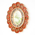 Peruvian Red Wall Hanging oval mirror for living room decor | gift home decor