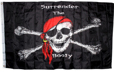 3x5 Jolly Roger Pirate Surrender the Booty Flag 3'x5' Flag House Banner 100D