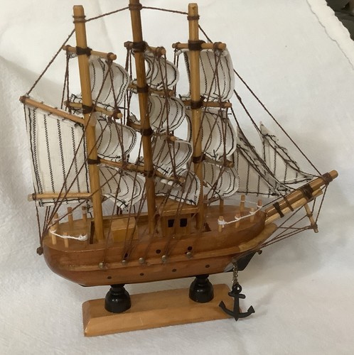 Sailing Ship Decor Wooden Set Of 2 - Picture 5 of 5