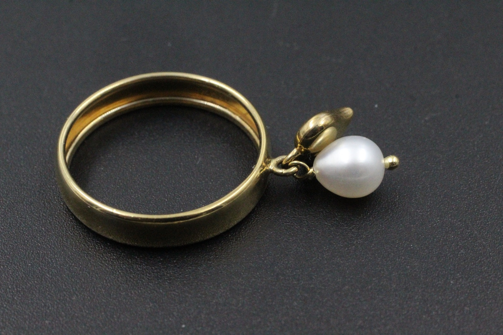 MILOR .375 9CT YELLOW GOLD REAL PEARL Heart Dangle Band Ring, Q.5 1.72g P01 eBay