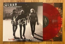 Roger Taylor & Adam Lambert SIGNED Queen Live Around The World Red Vinyl LP