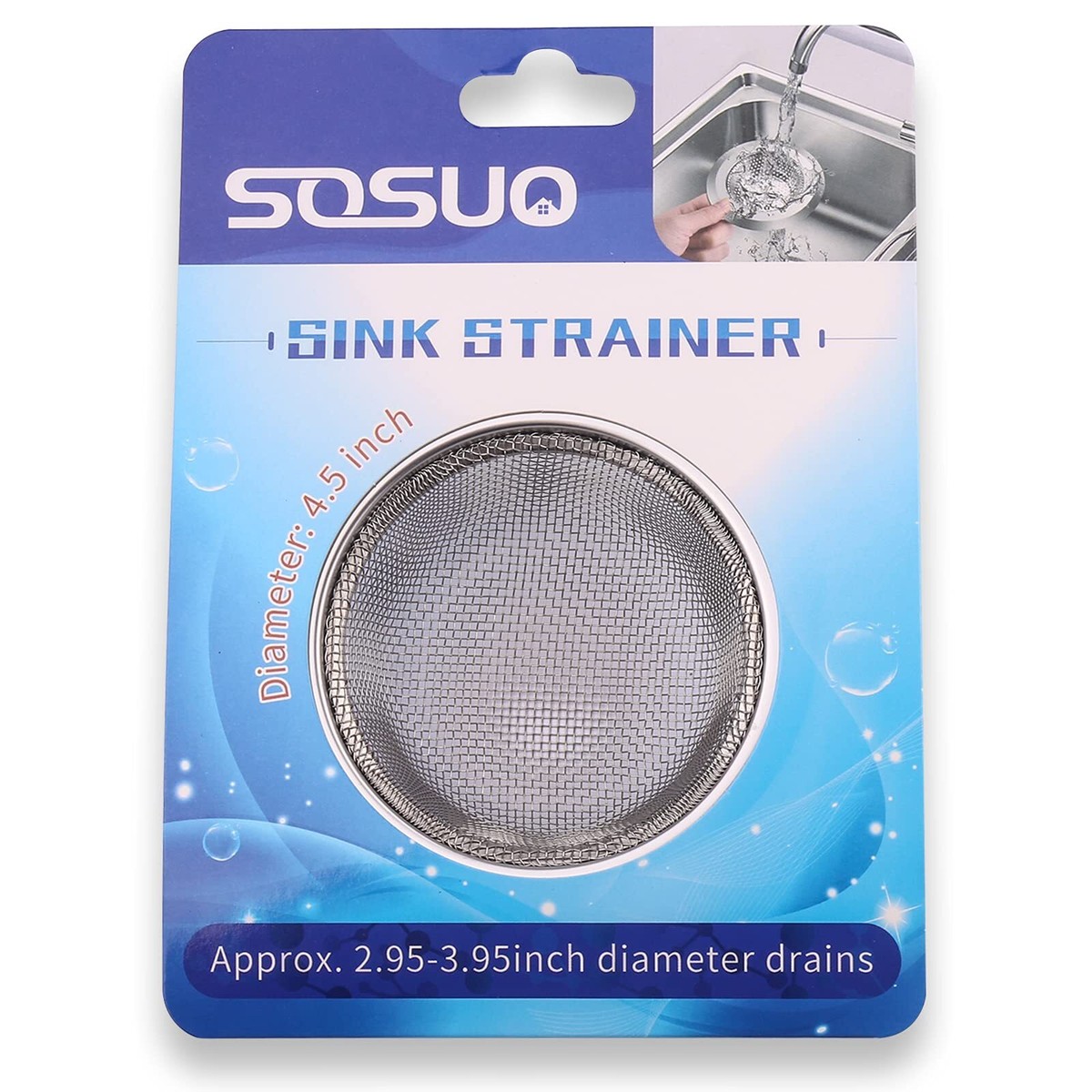 Wetop 2-Pack Stainless Steel Kitchen Sink Strainer – 4.5" Wide Rim, 2mm Micro-Perforations, Rust-Free, For Bathroom, Laundry, RV & More