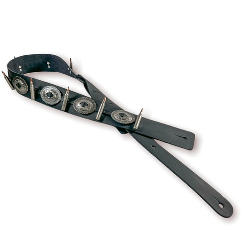 Bullet Guitar Strap Concho Steel Metal Nickel Bullet Genuine Leather Thrash punk - Picture 5 of 7