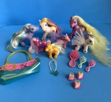 Vintage 2002-2003 MLP My Little Pony Lot Of 7 Ponies Plus Accessories by Hasbro