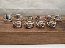 VINTAGE LOT OF 10 ROGERS SILVERPLATE SPOON RINGS