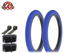 2 ALTA BICYCLE WIRE BEAD TIRE 18" X 1.95 BLUE BMX TREAD W/TUBES & RIMSTRIPS.