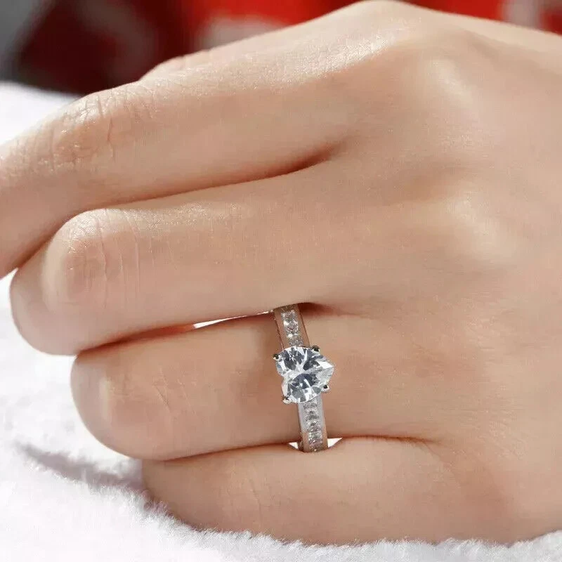 2Ct Heart Cut Lab-Created Diamond Women's Engagement Ring 14k White Gold Plated - Image 2 of 4