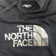 The North Face Womens Large Black Gold Logo Pullover Hoodie Sweatshirt