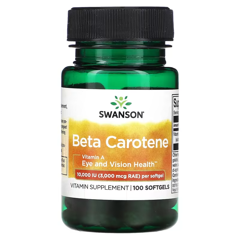 Swanson Beta-Carotene 10,000 IU 100 Softgels | Vitamin A for Eye & Immune Health