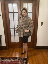 Sapphire Silver Grey Mink Cape With Hood