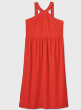 Ava & Viv Red Orange Maxi Dress 2X NEW