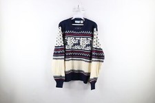 Vintage 70s Streetwear Mens Size Medium Nordic Fair Isle Knit Crewneck Sweater