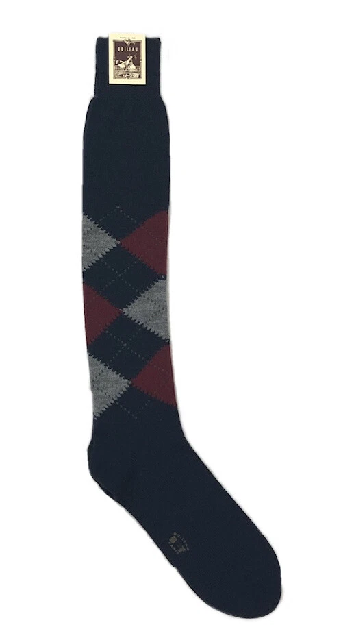 Calzini Scozzesi Stewart Uomo – Cotone Pettinato, Motivo Tartan, Nero