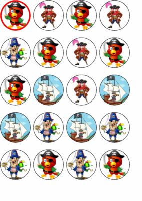 24 Piraten Essbare Reispapier Cup Cake Topper,