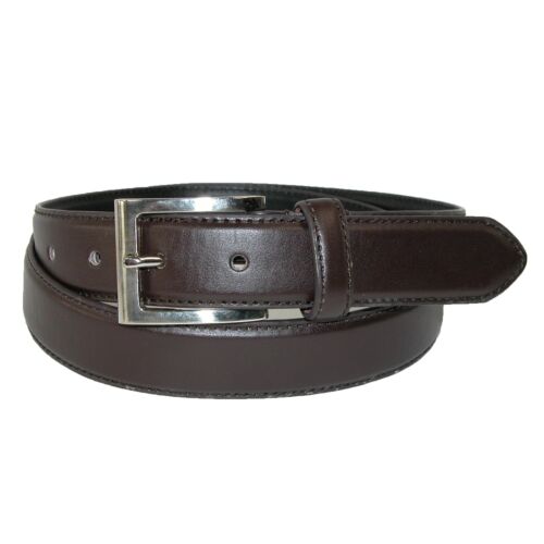 New CTM Men's Leather 1 1/8 Inch Basic Dress Belt with Silver Buckle - Picture 1 of 5