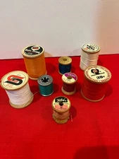 Lot of 8 Vintage Tread Spools - Various Colors