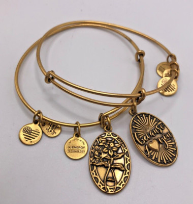Set Of Two Alex & Ani-Loyal Inspiring, Heartfelt Appreciation/Gold Tone