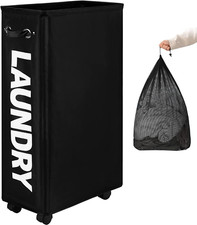 DOKEHOM 29-Inches Enlarged Slim Laundry Basket with Removable Wash Bag on Narrow