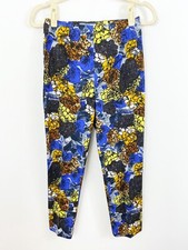Prada Floral Trouser Pants Size 38 US 2 Multicolored Side Zip Slim
