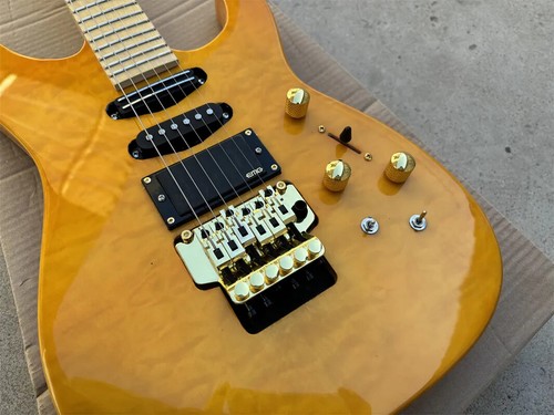 Jack Quilt Maple Chlorine Light Yellow Electric Guitar Floyd Rose Tremolo Bridge - Picture 2 of 5