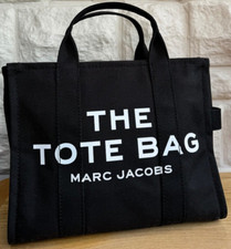 Image of BNWT, MARC JACOBS MEDIUM BLACK COTTON CANVAS TOTE BAG