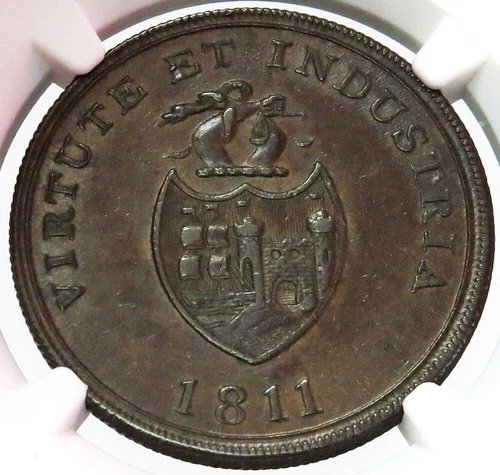 1811 GREAT BRITAIN 1 PENNY BRISTOL BRASS & COPPER COMPANY NGC MINT STATE 61 BN