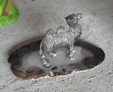 Small Pewter Camel on Geode Slice Figurine 1 1/4" Tall 