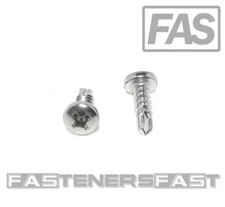 (100) #8 x 1/2 Stainless Steel Phillips Pan HD Self Drilling Tapping TEK Screws