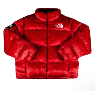 Supreme X The North Face Faux Fur Nuptse Jacket 'Red' | eBay