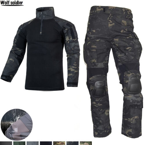 US Army Men's Tactical Military G3 Special Forces Combat Uniforms Camo Sets Pads - Afbeelding 1 van 68