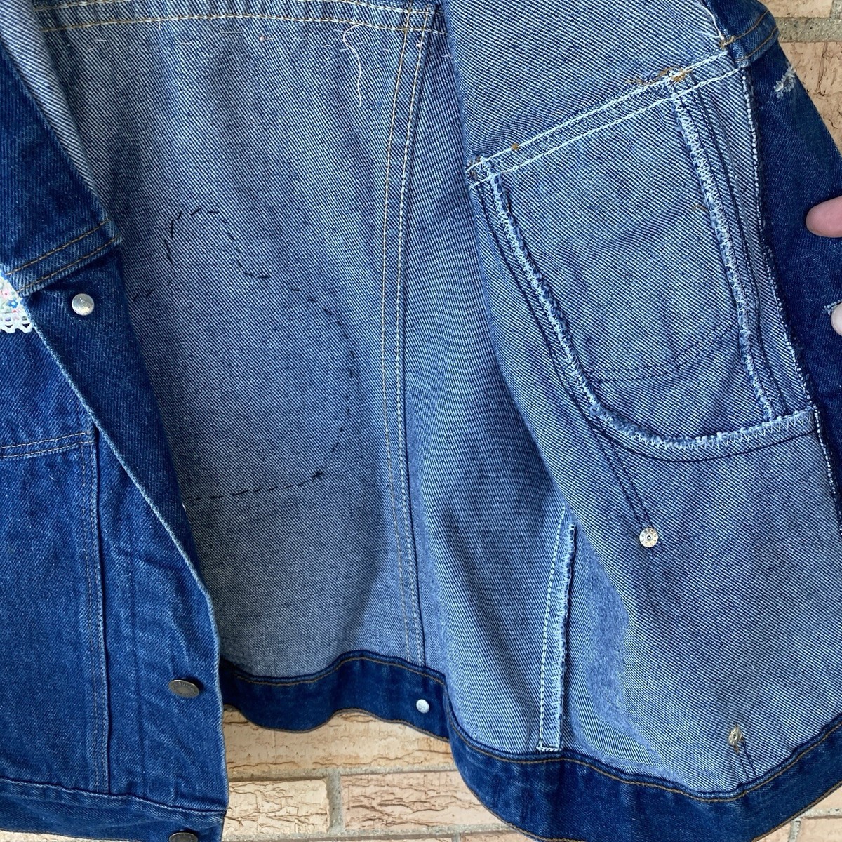 60s 70s Wrangler denim patchwork lace antique needlework