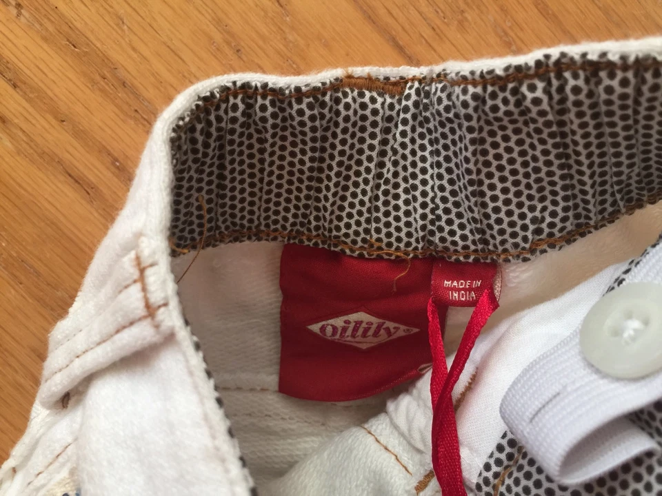 Pantalones de mezclilla para bebé Oilily blancos tejidos 0-3 meses NB 50 "Denim" ¡NO ME MOLESTES $90! NUEVO Foto 4 de 4