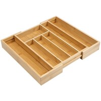 Besteckkasten Besteck-Kasten, Aus Bambus, Ausziehbar, Ca. 25,5 - 39,5 X 35,5 Cm